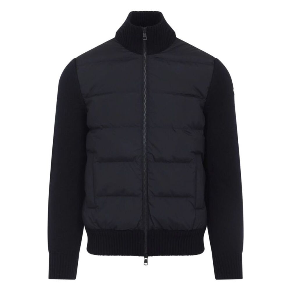 Moncler Men Cardigan Imbottito In Lana Con Zip